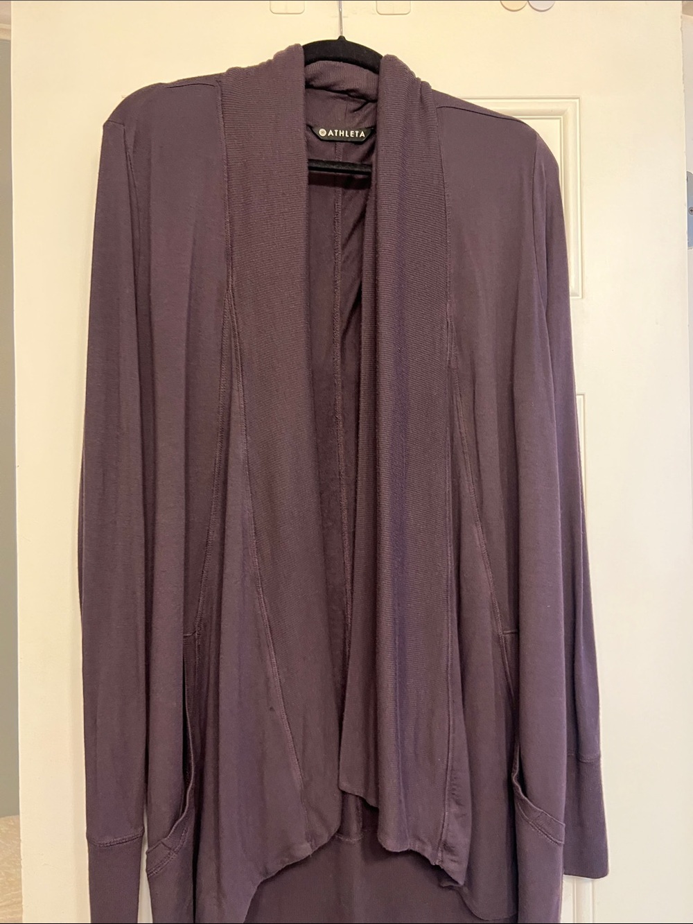 Athleta Women's Plum Draped Open Front Blazer cardigan. Size large